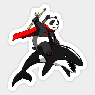 Panda Bear Riding Orca Whale Sticker